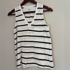 Madewell, XS, Casual V Neck, Striped Tank